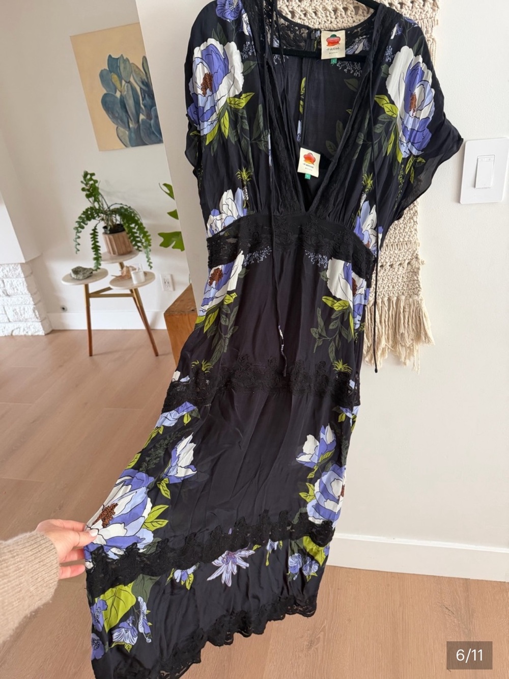 FARM Rio Soft Garden Floral Lace Maxi Slip Dress - Picture 7 of 13